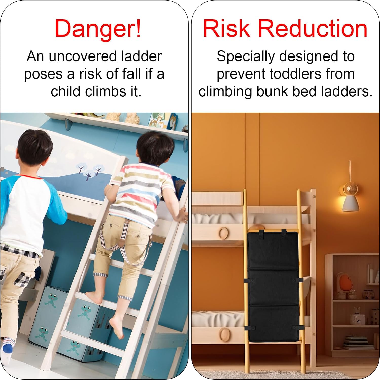 Bunk Bed Ladder Cover, Adjustable Waterproof Pool Ladder Guard for Safety Prevent Kids Climbing on Bunk Bed Stairs, Protector for Above Ground Swimming Pools Playground Protective Attic Accessories