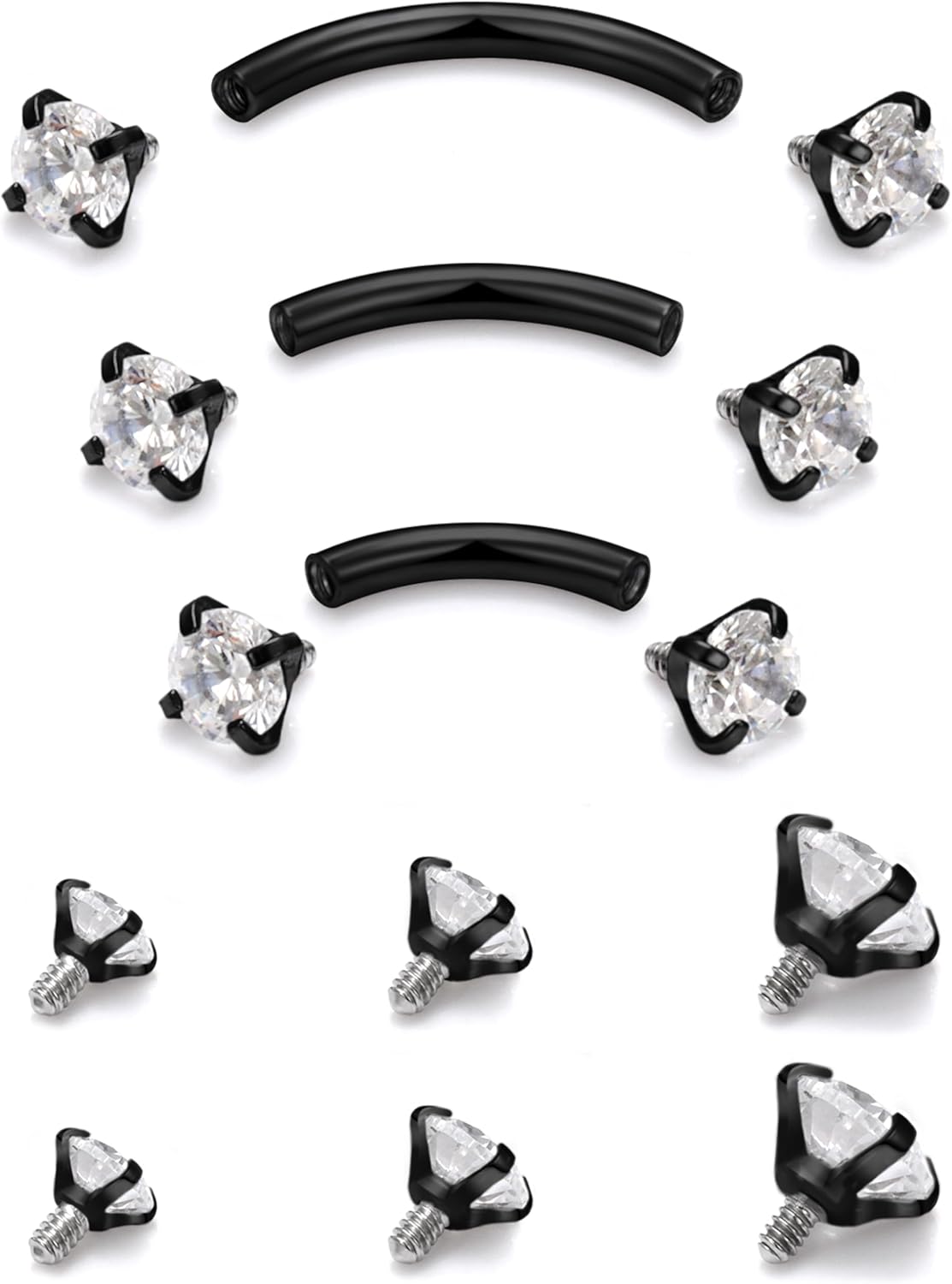 Oufksiyy Eyebrow Piercing Jewelry Surgical Steel Internal Thread Curved Barbell Tiny Eyebrow Ring Vertical Labret Lip Jewelry Ear Rook Small Belly Button Ring for Women Men 16g 6mm/8mm/10mm