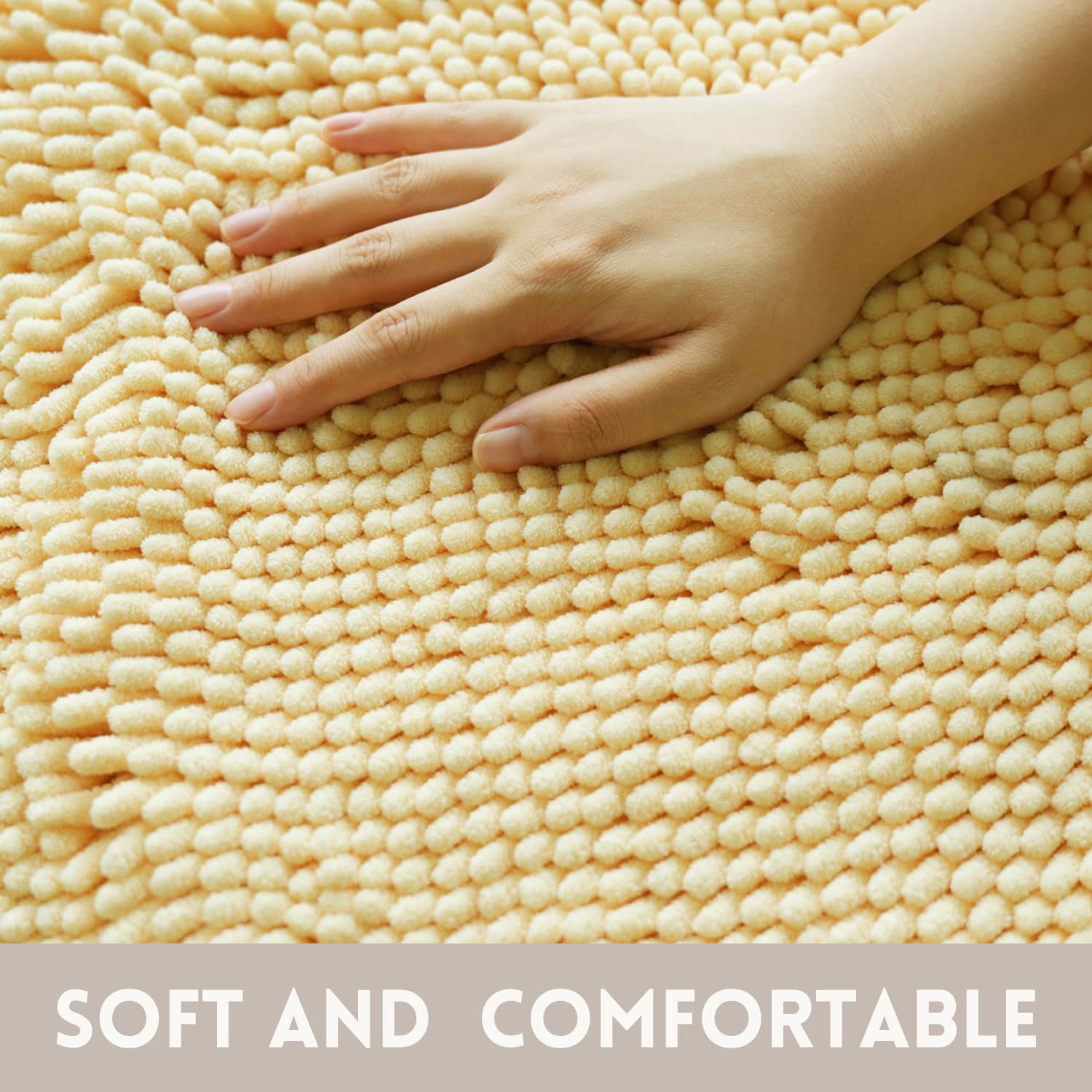 Lot de 3 tapis de salle de bain en chenille, très épais et absorbants, antidérapants, lavables en machine, séchage rapide, doux et confortable, utilisés sous la douche, baignoire et évier,