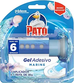 Pato Desodorizador Sanitário Gel Adesivo Marine, Limpeza Banheiro, Com Aplicador, 6 Discos