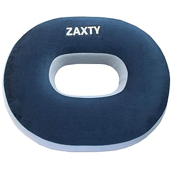 zaxty Pu Foam Donut Ring Pillow Coccyx Seat Cushion for Piles Haemorrhoid Coccyx Sciatica Tailbone Back Pain Fistula Prostate Post Natal Pain Relief Chair, Blue