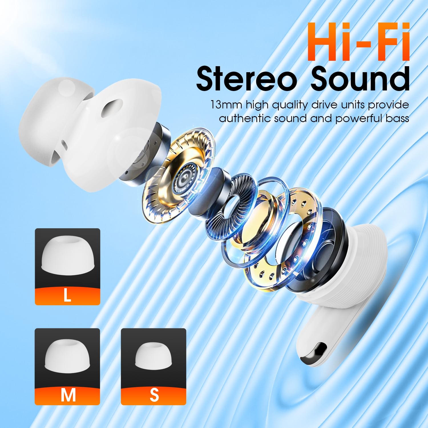 Auricolari Touch Screen, Auricolari con Cancellazione Del Rumore ANC e Custodia di Ricarica Intelligente, Cuffie Bluetooth 5.4 con Bassi Profondi Stereo Hifi, Auricolari con 48 Ore di Riproduzione