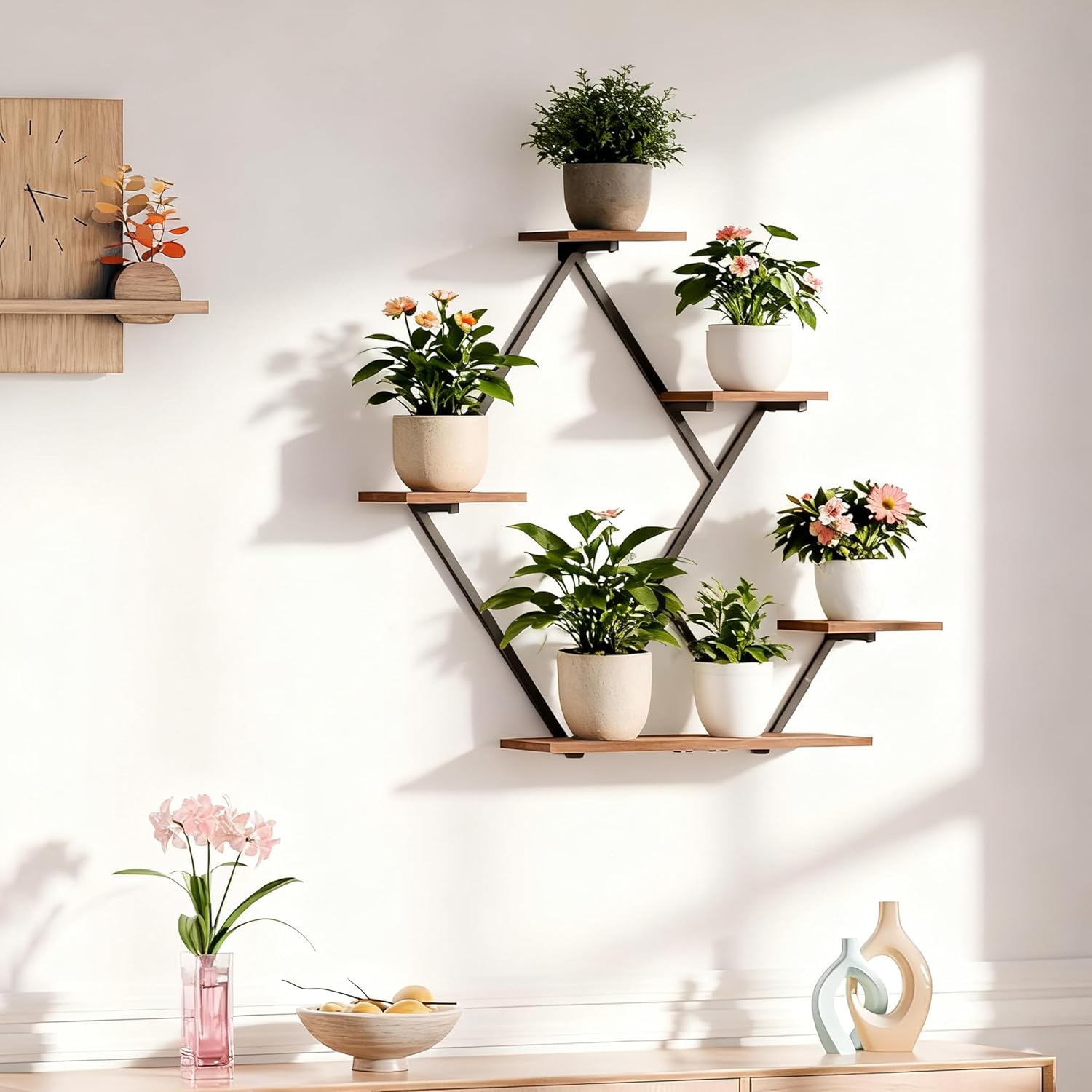 Floating Shelves for Wall, Wall Shelf for Living Room, Bedroom Décor, Large Hanging Shelf for Storage and Display for Books, Plants, Photos, Easy Install (Rustic Brown/Black)