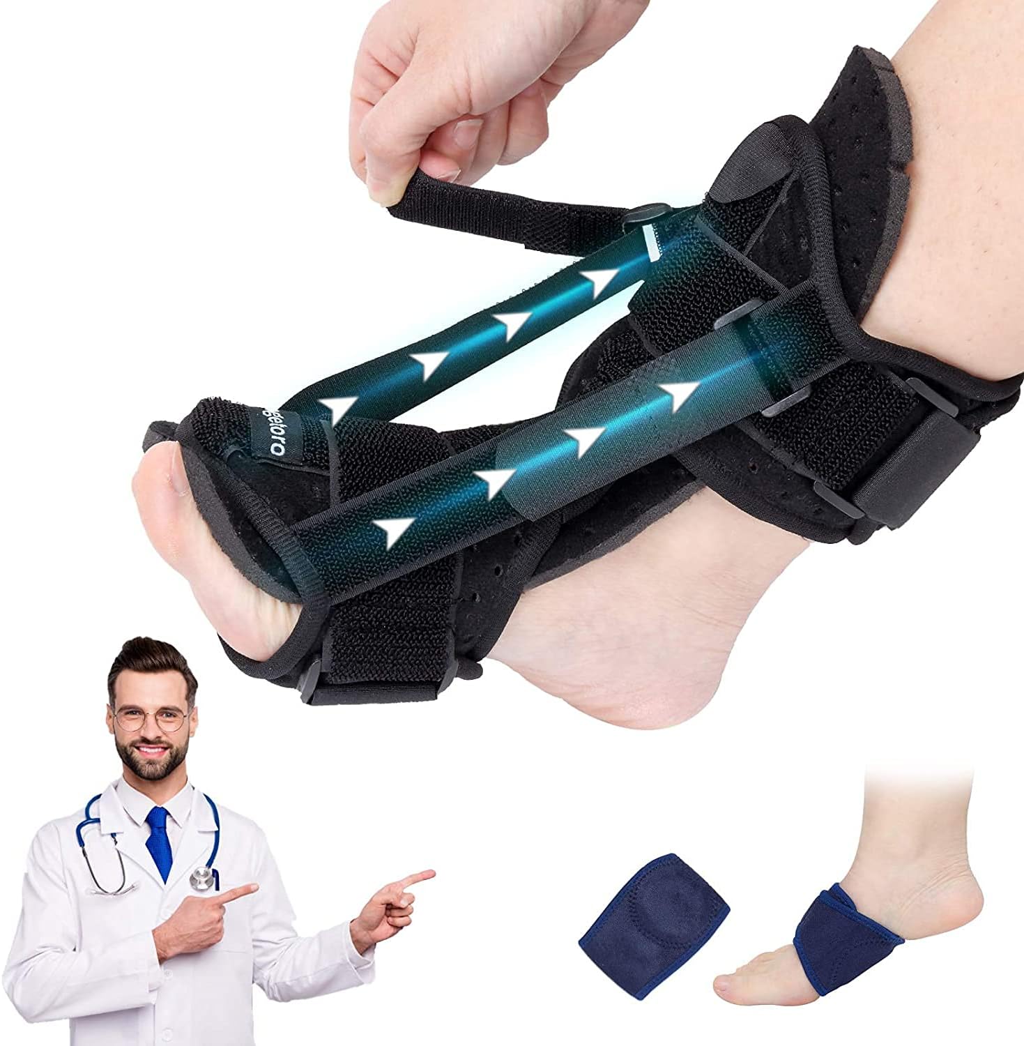 Upgraded Plantar Fasciitis Splint Night, Dorsal Night Splint Plantar Fasciitis Support, Foot Brace Plantar Facilities Night Splint, Achilles tendoniti Night Splint
