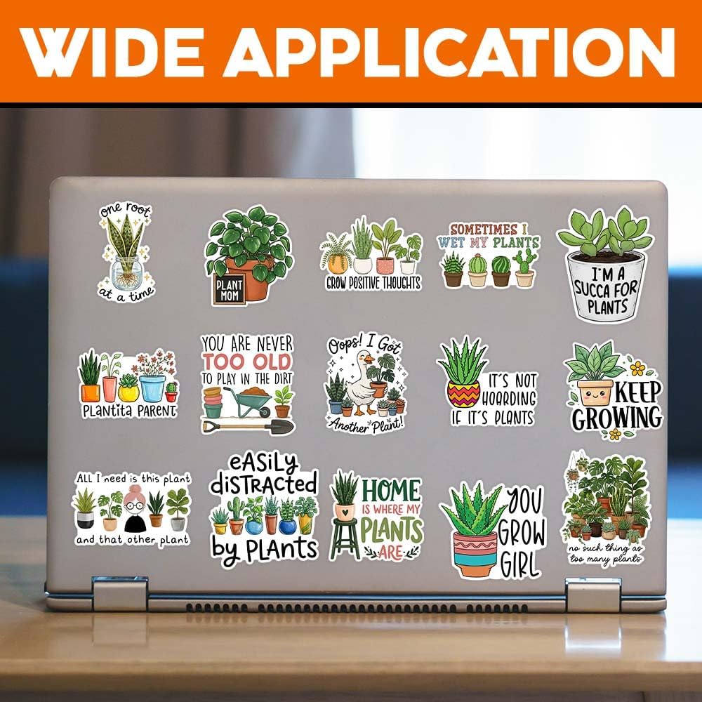 MAIANEY (3in) Cute Plant Stickers Pack 15Pcs, Funny Gardening Vinyl Decals for Water Bottle Laptop Journal Phone Case Scrapbook, Waterproof UV Resistant Botanical Stickers for Gardeners image 2