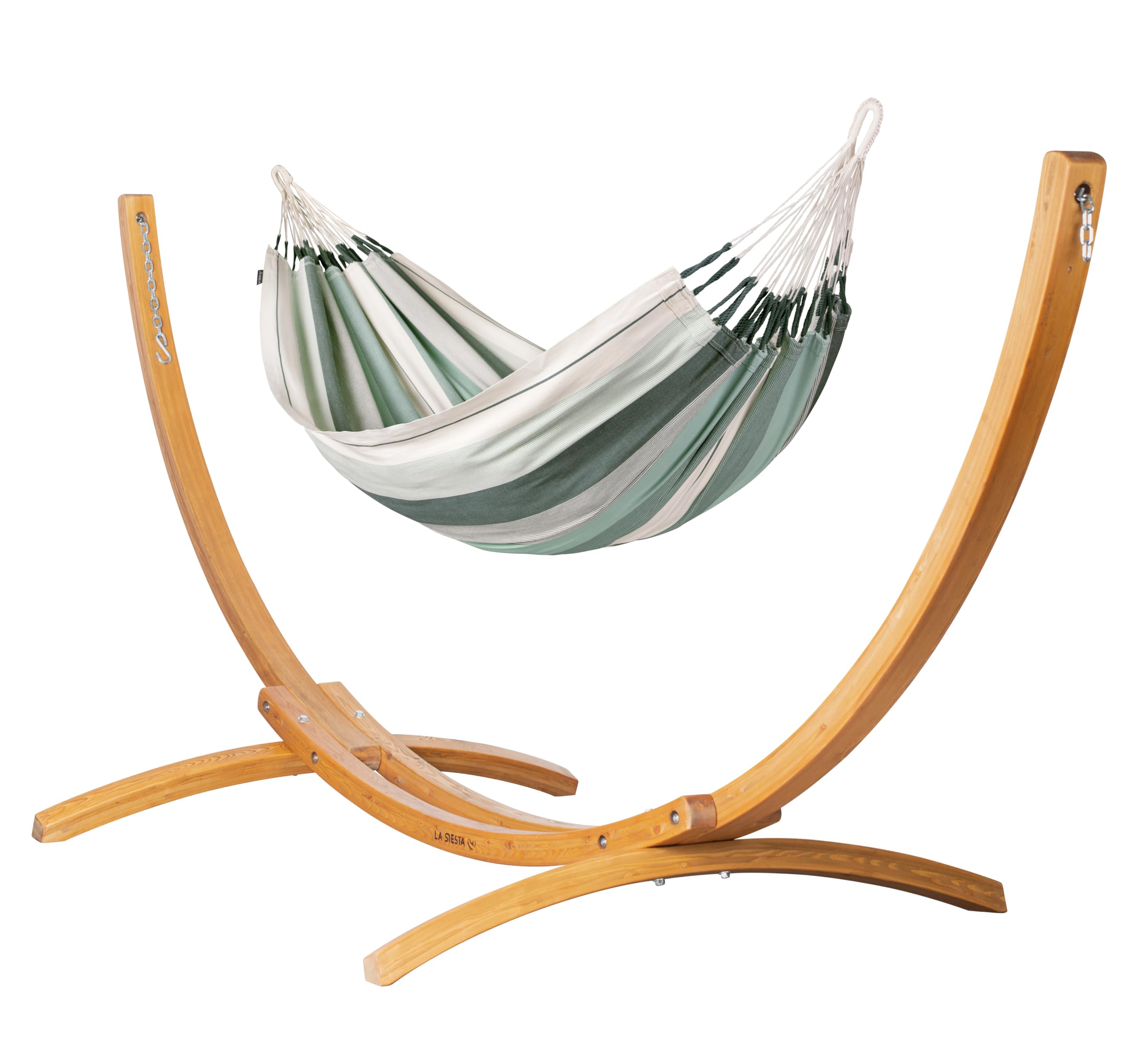 LA SIESTA® Modesta - Amaca singola in cotone biologico e supporto in legno, supporto per amaca per esterni interni, amaca con supporto, tela di amaca su piede, amaca per giardino, balcone, piscina,