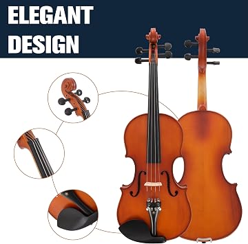 Cecilio Solid Wood Viola 15.5 Inch Viola Full Size, Professional Handcrafted Acoustic Viola with Ebony Fittings, Antique Satin Finish