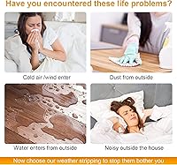 Vista 4 de Weather Stripping Seal Strip for Doors and Windows, Seal Strip,Easy Cut to Size Foam Kerf Door Frame Weather Stripping, Large Gap Seals for 40-inch