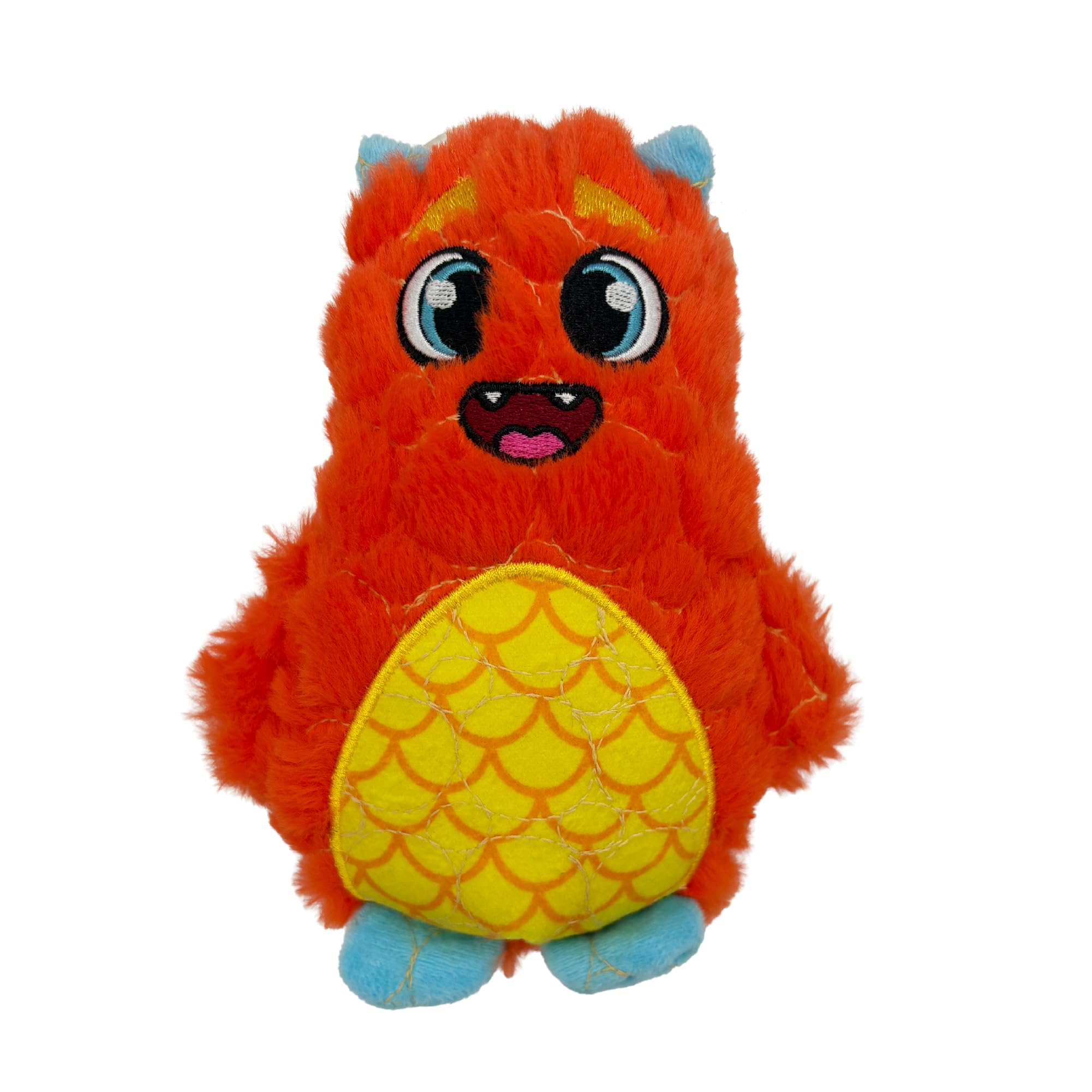 Bite Force - Durable Strong Dog Toy Orange Monster with Squeaker Kevlar-Reinforced for Aggressive Chewers