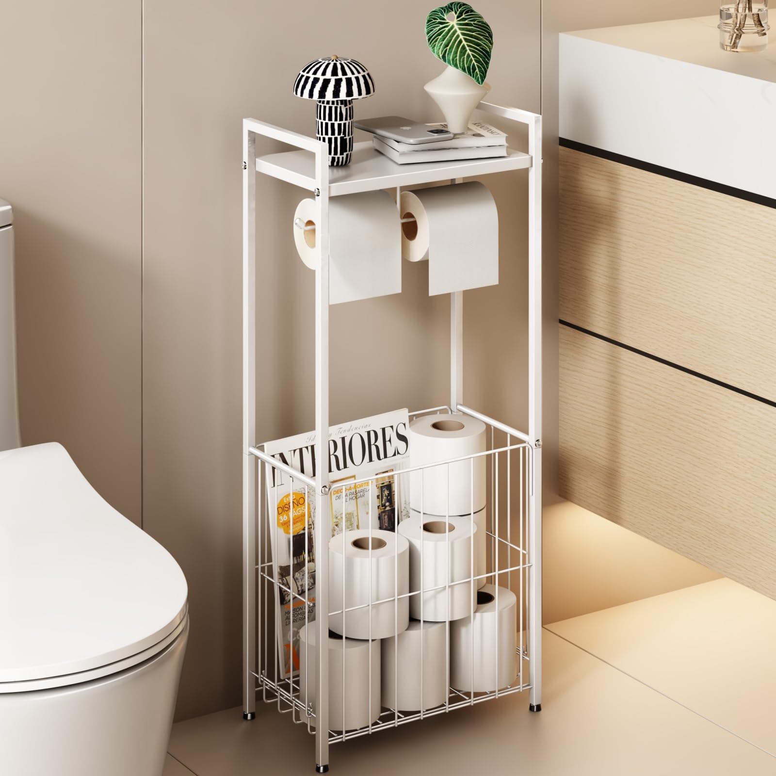 Toilet Paper Holder (White, Free Standing)