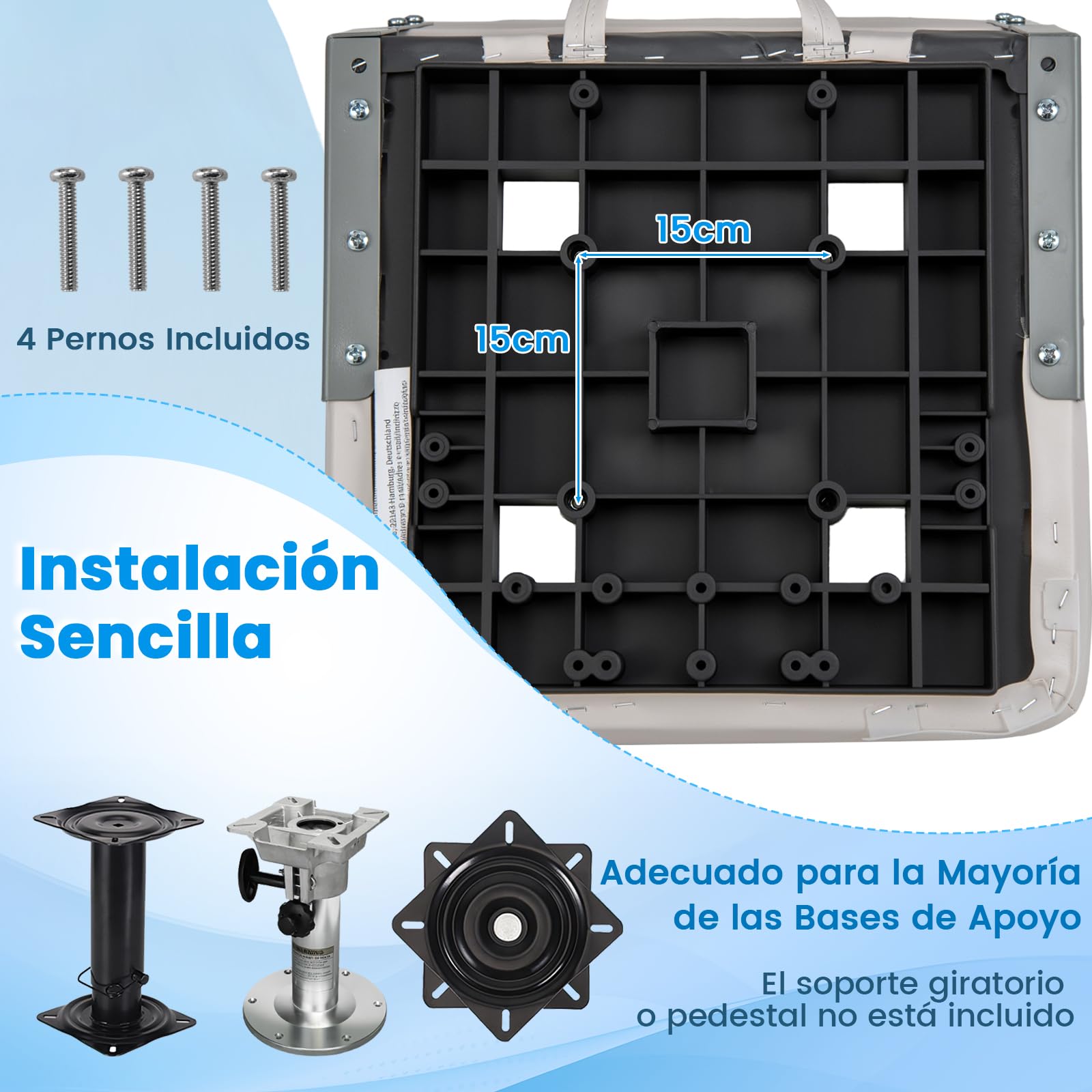 COSTWAY Juego de 2 Sillas Plegables para barco, Asientos Tapizados Acolchados, 4 Tornillos, Silla Cómoda para Barco Turístico y Pesca