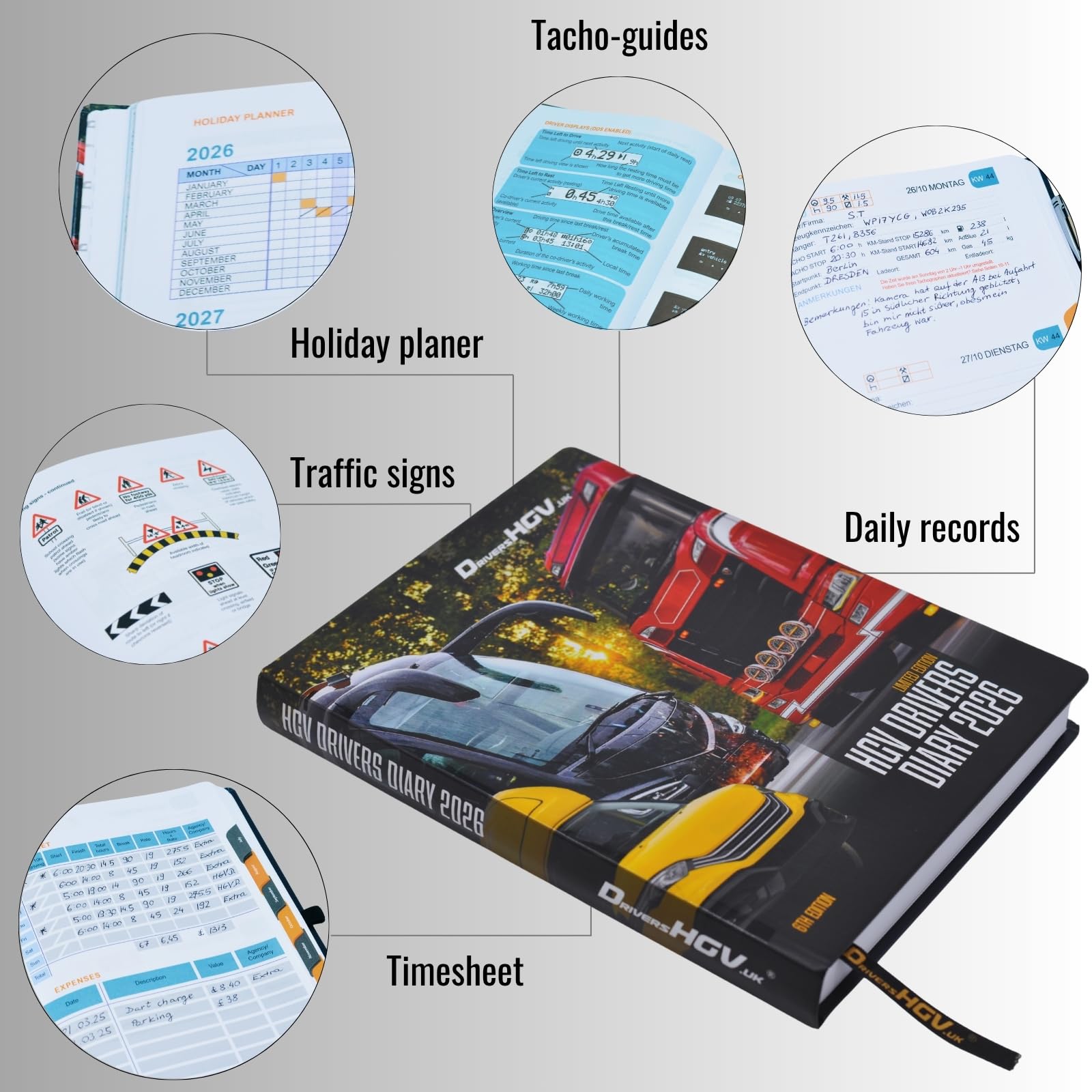 HGV Drivers Diary 2026: Trucker Log Book, B5 - Image 3