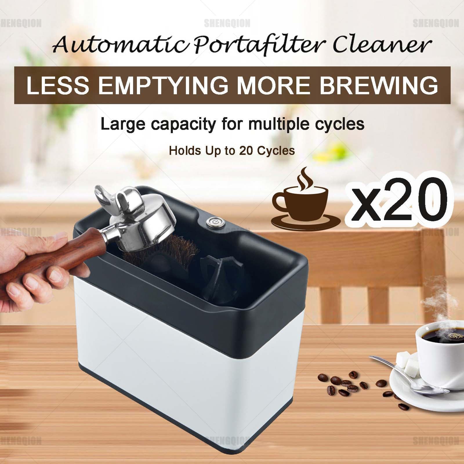 Máquina Limpiadora De Posos De Café, Limpiador De Mango De Máquina De Espresso, Eléctrico Y Automático Con Doble Cepillo, Compatible Con Portafiltros 58mm/51mm, Para Cafetería(Black)
