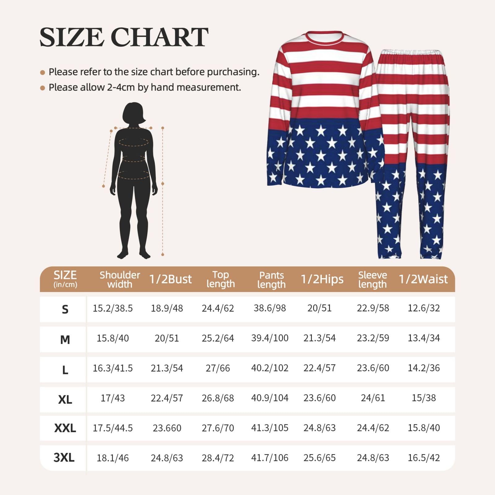 Bandiera americana stelle strisce stampa donna manica lunga pigiama coordinato morbido elastico coulisse casual daywear