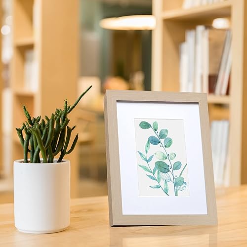 Miniatura 3 de Juego de 6 portarretratos de madera natural de 8 x 10 pulgadas, para fotos de 5 x 7 pulgadas con paspartú o de 8 x 10 pulgadas sin paspartú