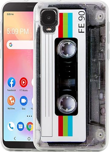 FLYING FLIER Funda de cinta de casete retro para Tracfone Alcatel TCL A3 A509DL Funda Vintage 80s 90s Cassete Tape TPU Funda protectora a prueba de