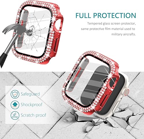 Miniatura 3 de Surace - Funda de 1.57" compatible con Apple Watch con protector de pantalla, funda protectora brillante con diamantes compatible con Apple Watch