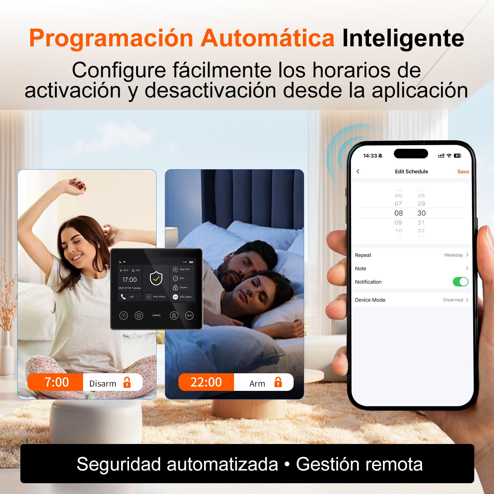 XUK Alarmas para Casa 4G + WiFi, Kit Alarma Casa Sin Cuotas ni Suscripción | Pantalla táctil de 4,3", detectores de apertura y movimiento incluidos, app Tuya Smart, compatible con Alexa y Google