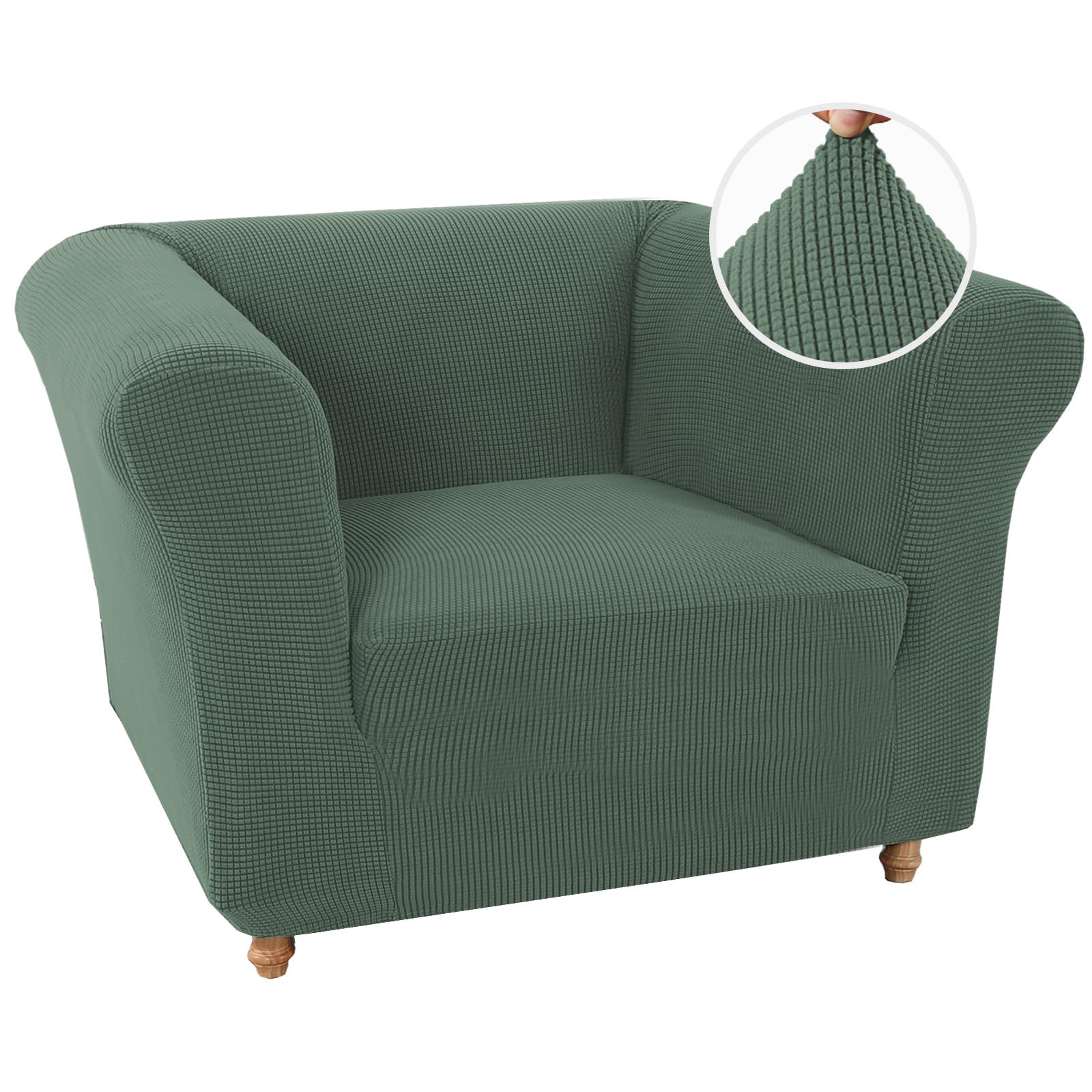BXFUL Stretch Chesterfield Sofa Cover 1 Piece Couch Cover for Living Room Soft Non-Slip Sofa Slipcover Furniture Protector for Dogs Feature Thick Jacquard Fabric (Chair,Green Grass) — image 1