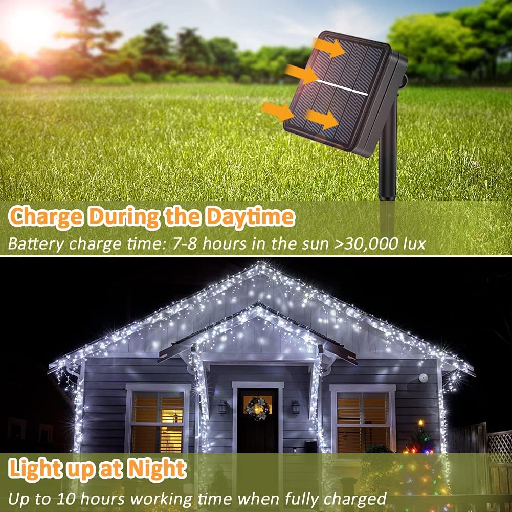Solar String Lights Outdoor, Waterproof Extra-Long 288Ft 800 LED, 4-Pack - Each 72FT 200 LED Solar Powered Fairy Lights with 8 Lighting Modes, Solar String Lights for Patio, Christmas, Party, Wedding