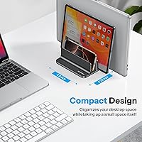 Vista 5 de OMOTON 3-Slot Vertical Laptop Stand, Desktop Aluminum Stand for MacBook with Adjustable Dock Size, Fits All MacBook, Surface, Chromebook and Gaming