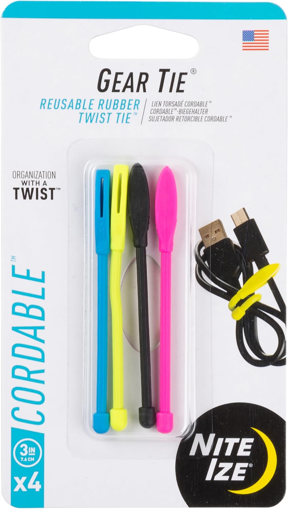 Nite Ize Gear Tie Mountables Attache-câble Adhésif 10,2x6,2 Mm Noir 2