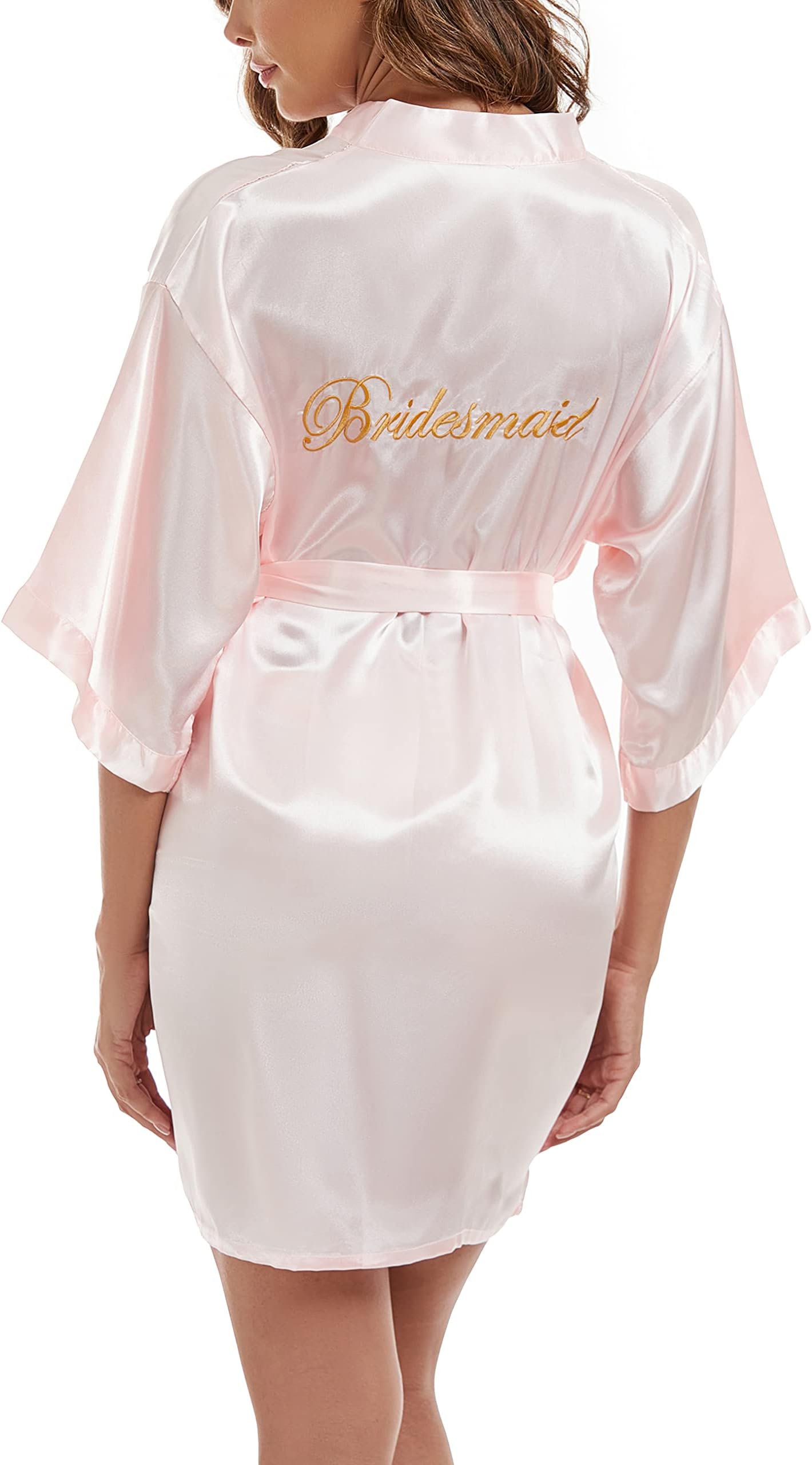 Bride Silk Dressing Gown for Women UK Ladies Kimono Satin Robe Lightweight Japanese Wedding Dressing Gowns Pyjama Short