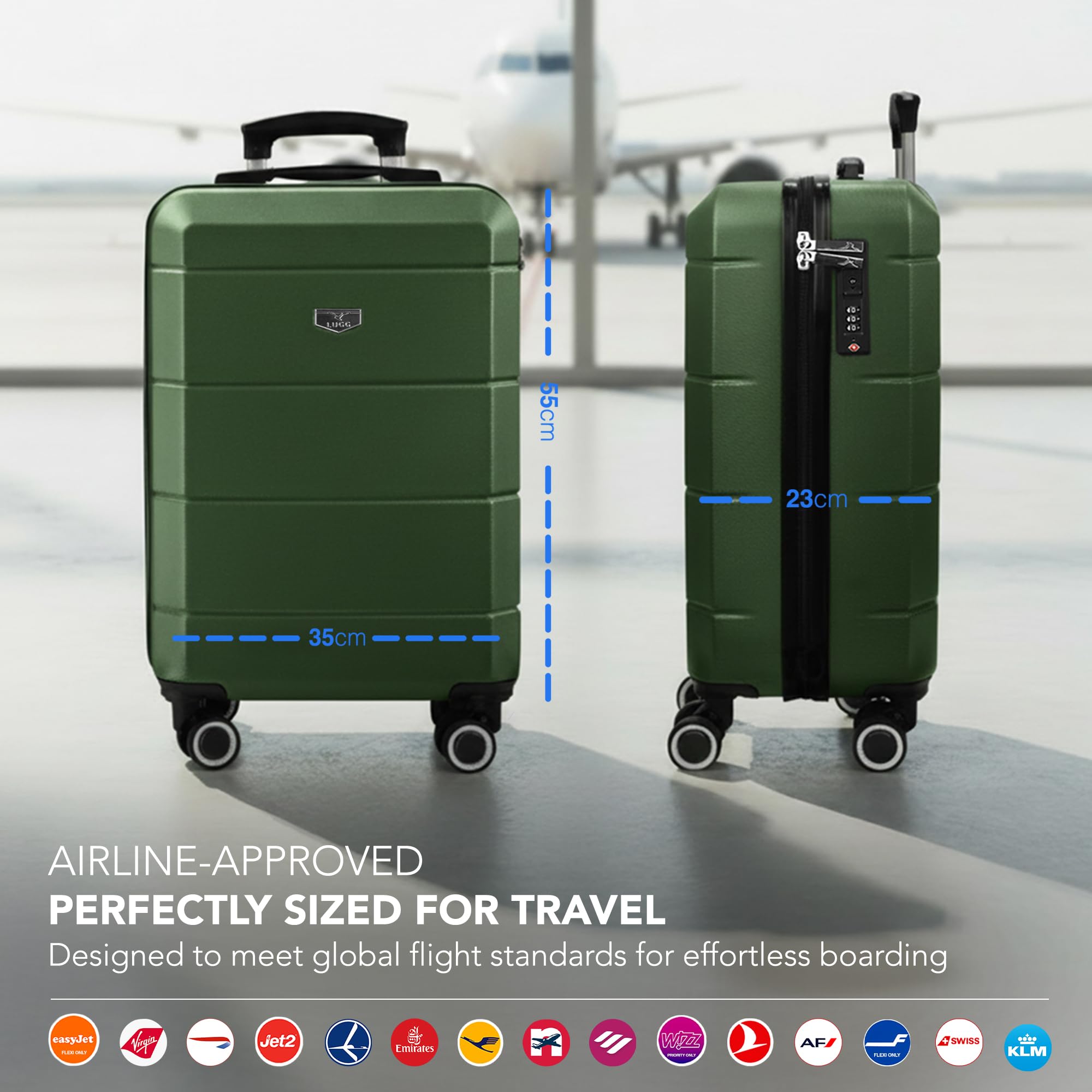 LUGG - Jetset 40cm Suitcase - 40x30x20cm- Ryanair Compatible - Underseat Size - Hard Shell ABS - Spinner & Removable Wheels - Lightweight Travel Luggage- Cream/Brown — view 76