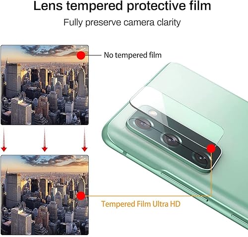 Miniatura 5 de Dexnor Paquete de 2+2 Protector de pantalla para Samsung Galaxy S20FE, vidrio templado 9H + 2 protectores de lente de cámara, marco de alineación