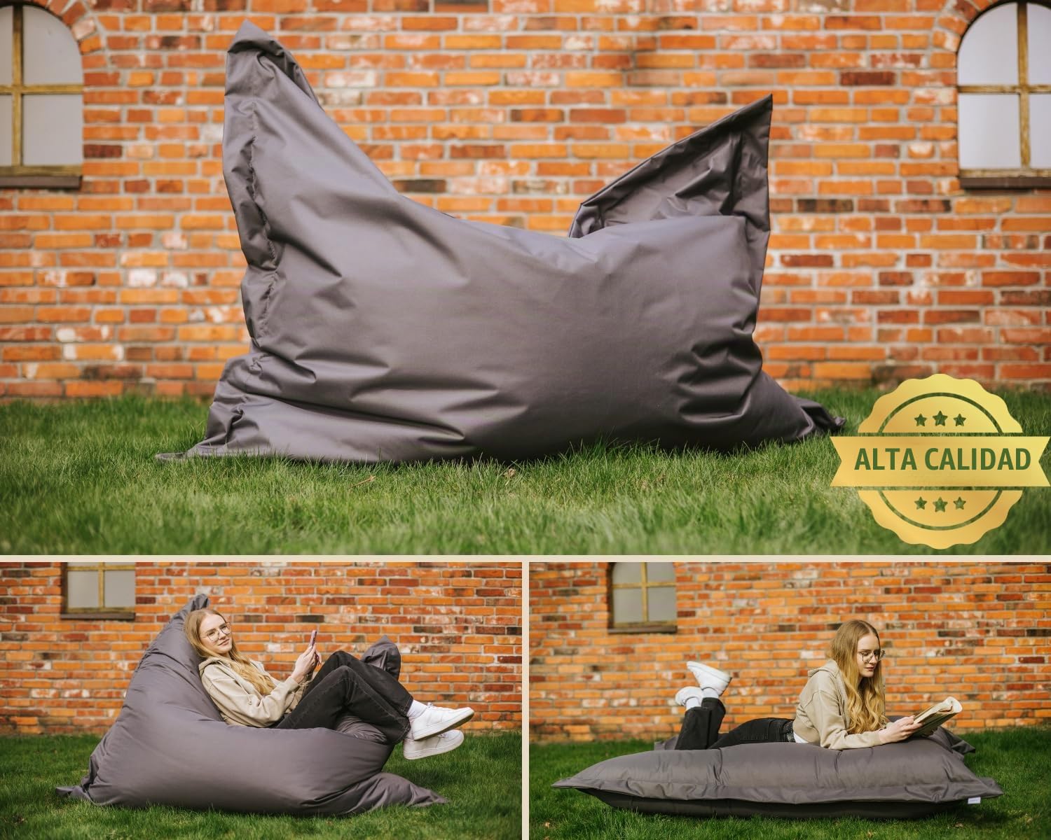 chilly pilley Beanbag L XL XXL Cojín De Suelo Beanbag Relleno De Espuma De Poliestireno Beanbag Gigante para Acostarse Y Sentarse Resistente Al Agua Repelente Al Agua (180x140, Rojo)