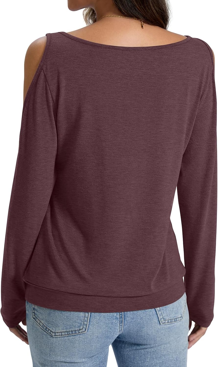 Womens Cold Shoulder Tops Banded Bottom Long Sleeve Shirts Boat Neck Fall Sexy Casual Outfits 2026 - Image 5