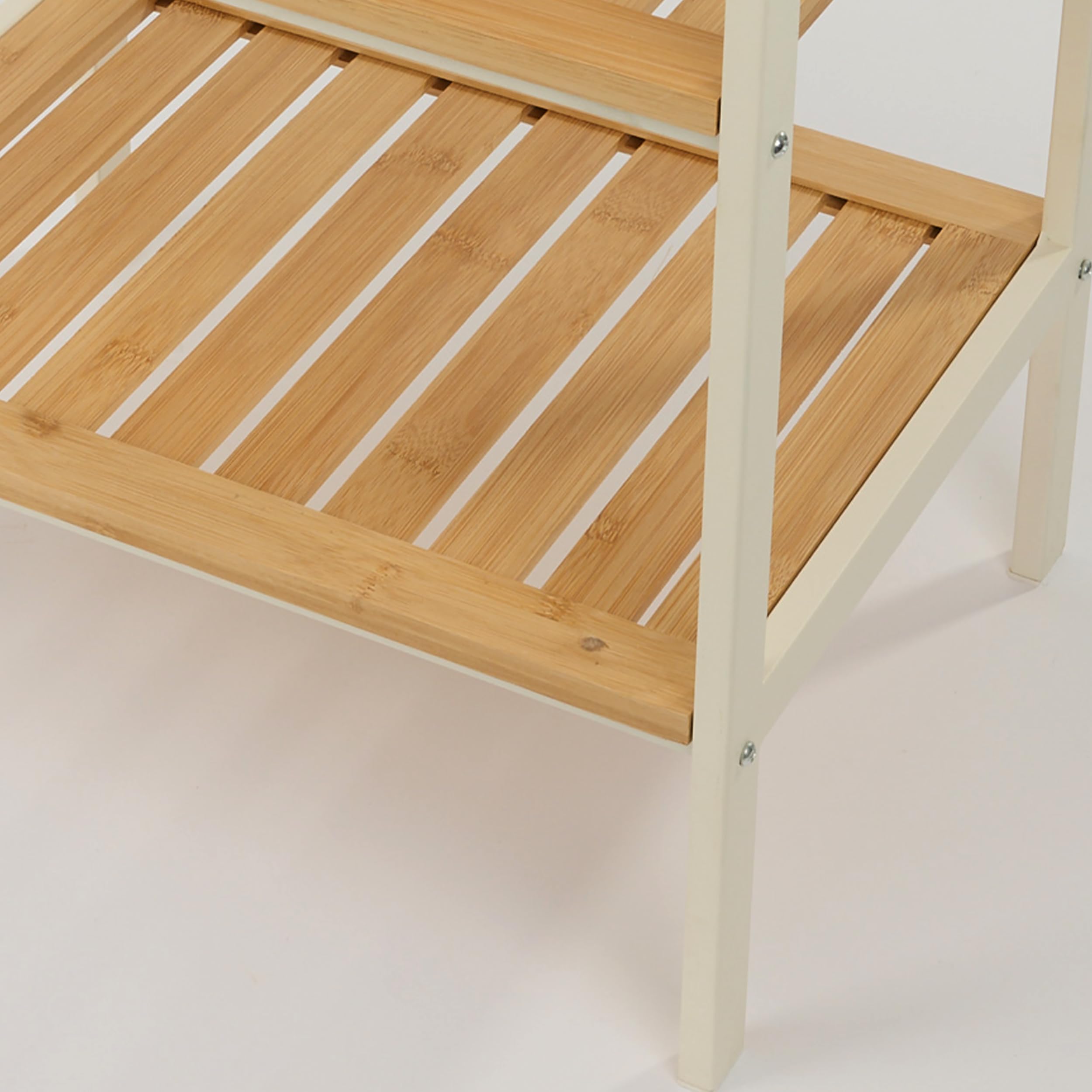 XZ-22118-2 Estantería de Bambú con Marco de Metal de 2 Niveles 40x40x30cm Desmontable - Estantería Organizador para Baño, Salón, Dormitorio de 2 Estantes