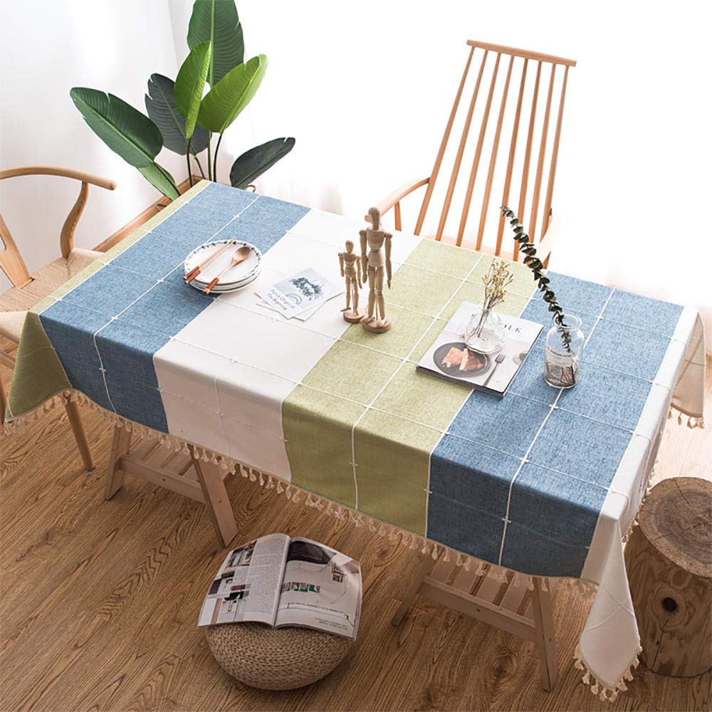 QIANC Tablecloth Cotton Linen Table Cloth Spill Proof Shrink Proof Table Cloths Dining Table Dust-Proof Table Cover,Suitable for Indoor and Outdoor