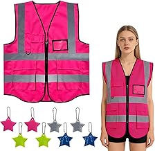 HhBdy Reflective Vest, Safety Vest Multiple Pockets Safety Vests 360° Visibility Reflective Vest Breathable for Construction Workers, Shopkeepers, Drivers