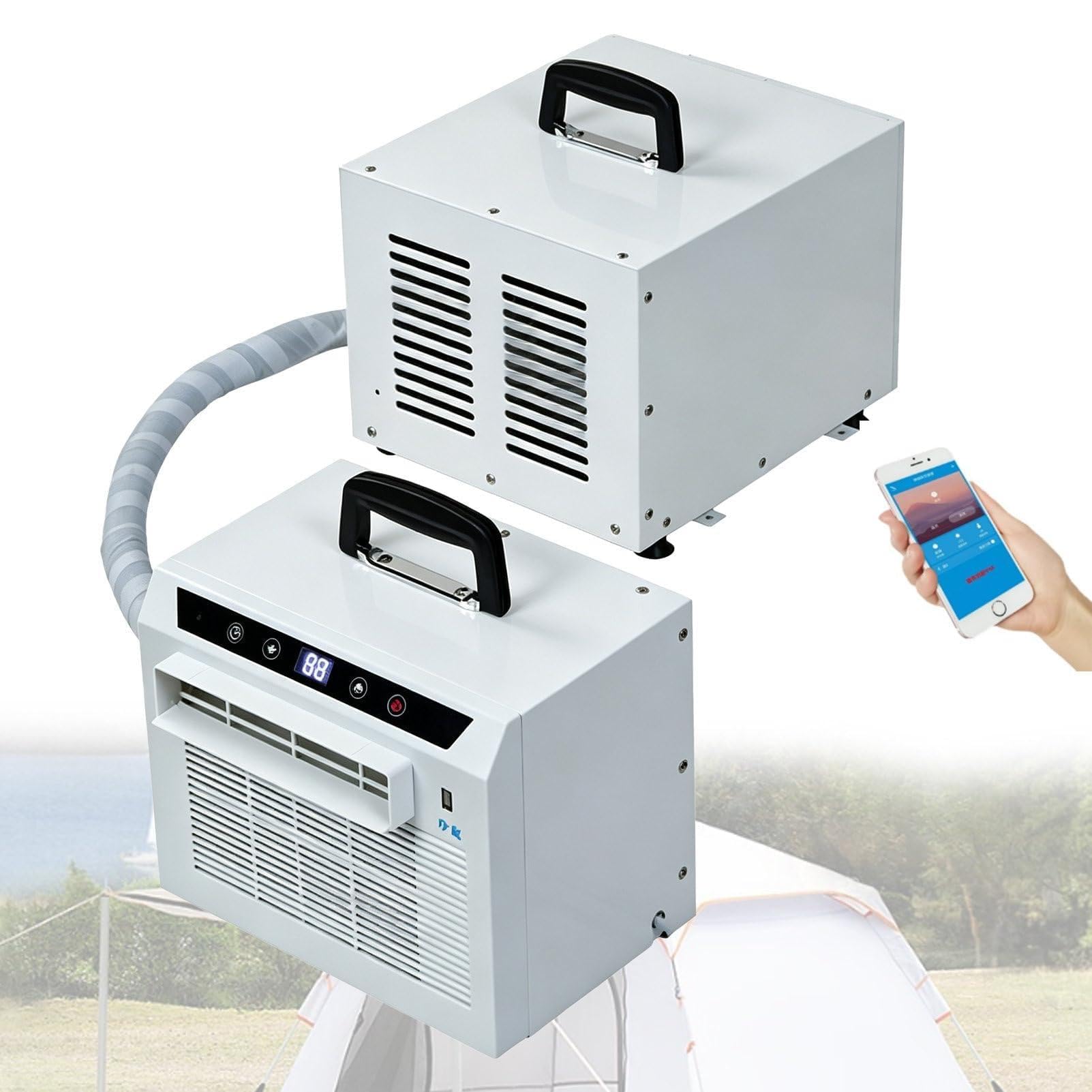 Pvxa Multicolor Split System Air Conditioner 3000 Btu, 1300W, With Touch/Remote/Wifi Control, No Assembly Required, For Home Office Camping 1.5Mconnectingpipe