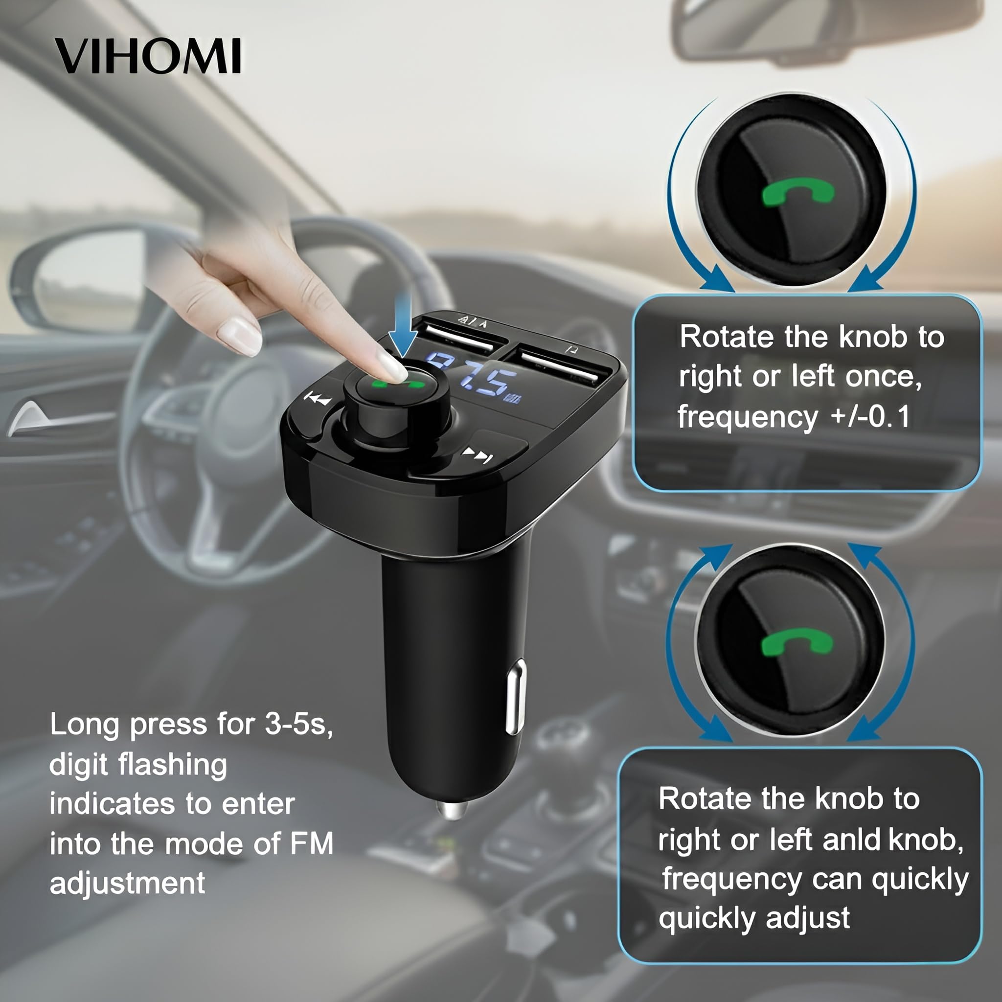 X8 Car Bluetooth FM Transmitter with Hands-Free Calling | Wireless Stereo Music Player with TF Card & AUX Support | Dual USB Mobile Charger Car Kit Compatible with All Smartphones — Amazon image 6