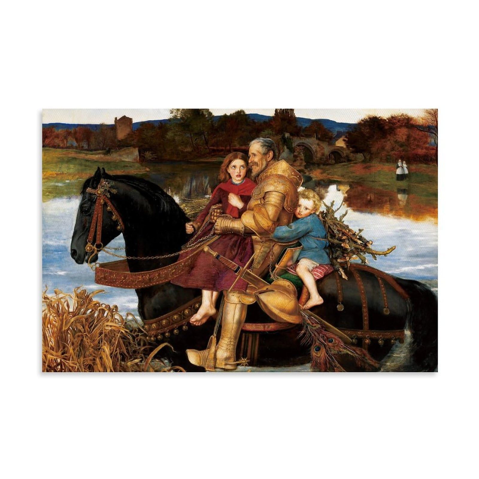 Yyueqil Unframe John Everett Millais Prints Sir Isumbras At The Ford Wall Art Painting On Canvas Wall Art Scroll Picture Print Living Room Walls Decor Homes 24X36inch(60X90cm)