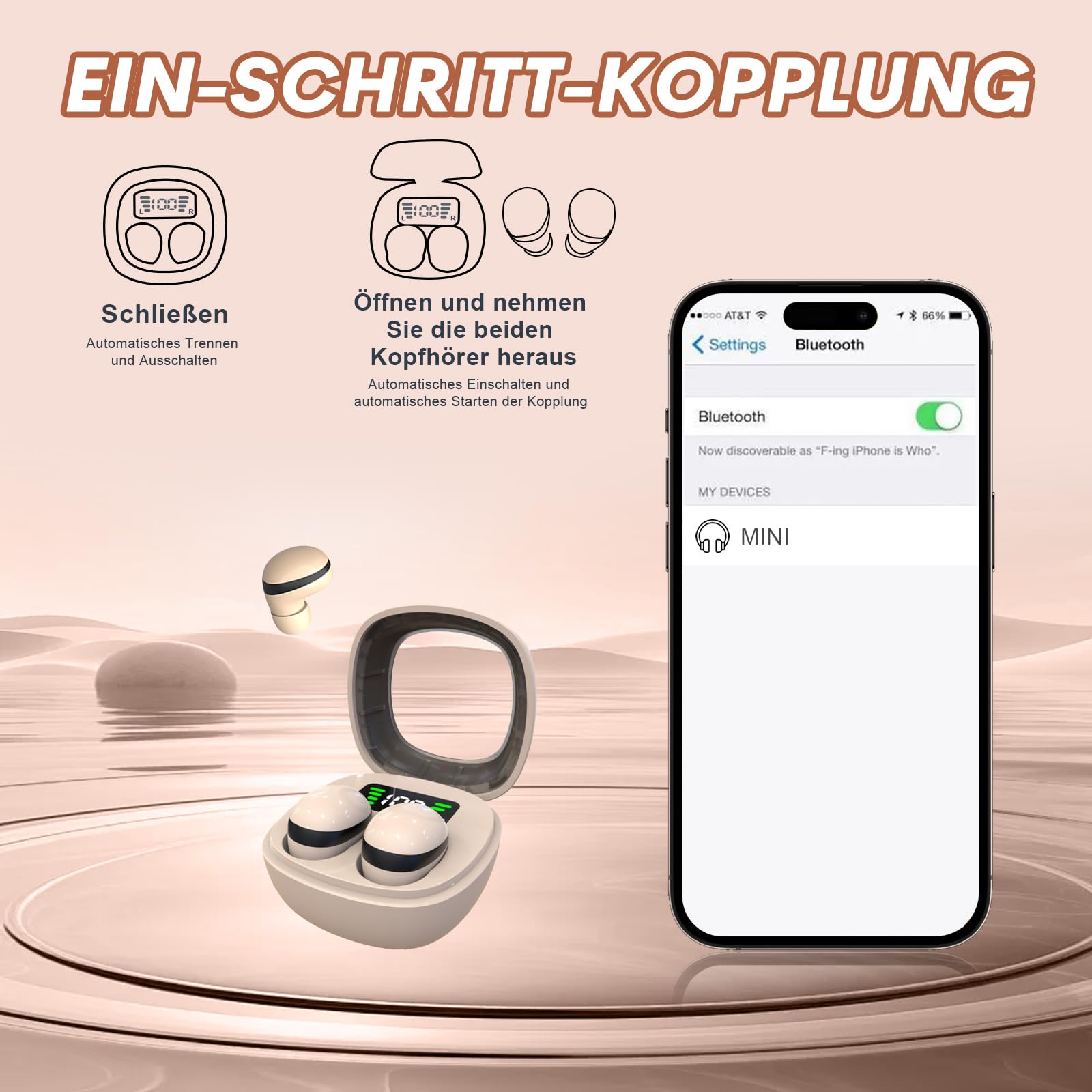 Xmenha Auriculares invisibles inalámbricos Bluetooth en el oído True Mini Wireless in Ear Headhoerer Earbuds los más pequeños auriculares Bluetooth inalámbricos para orejas pequeñas