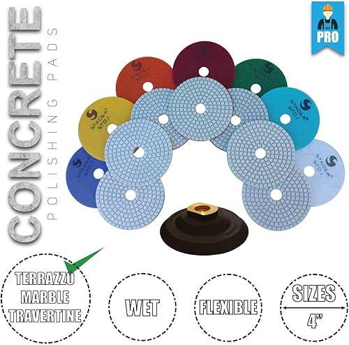 Miniatura 3 de Stadea SWP113K - Kit de molinillo de hormigón húmedo con almohadillas de pulido de concreto - Pulidor húmedo de velocidad variable para pulido en