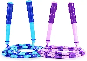 Supertrip Jump Rope Kids-Soft Beaded Skipping Rope Adjustable Tangle-Free Segmented Jumping Rope for Children and Students