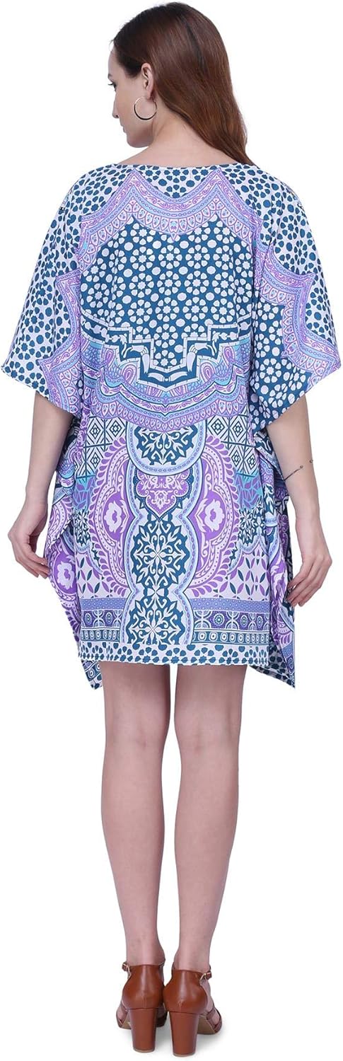 Miss Lavish London Women’s Plus Size Short Kaftan Cover Up Dress, Resort Wear Caftan, Summer Cruise Vacation Swim Coverup - Image 5