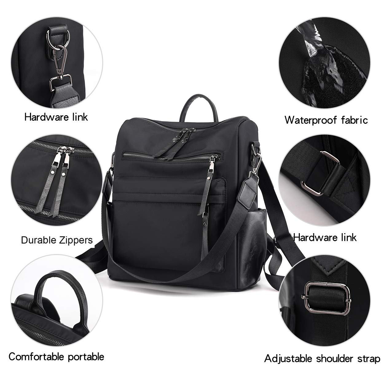 ZOCILOR Bolsa de viaje de piel sintética para mujer, diseño multiusos convertible en mochila, bolso o bolsa de mano, Marrón, Talla única