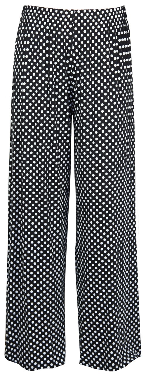 Purple HangerNew Ladies Plus Size Palazzo Trousers Womens Polka Dot Print Plain Baggy Wide Leg Stretch Pants