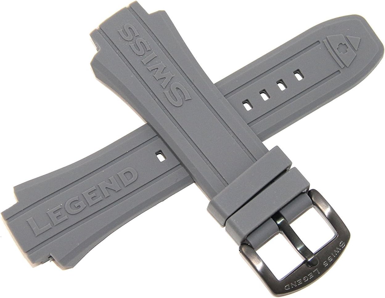 Swiss Legend 18MM Gray Silicone Band Strap & Gunmetal Stainless Buckle fits 48mm Neptune Watch