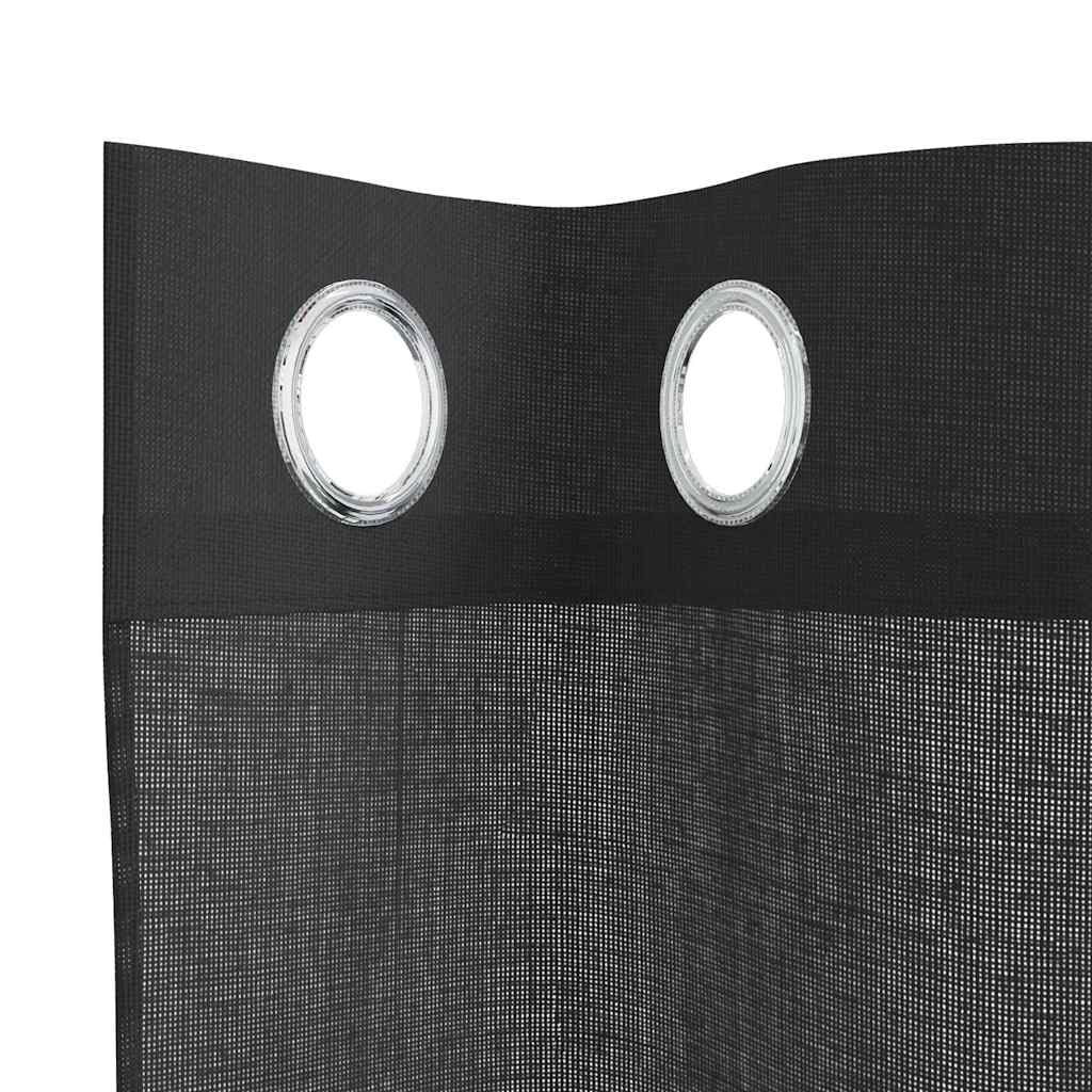 Voile Vorhänge mit Ösen 2 Stück Schwarz 140x140 cm, 100% Polyester transparent Gardine für Wohnzimmer Schlafzimmer Küche, Blickdicht, Leichter Sonnenschutz, einfache Aufhängung, pflegeleicht