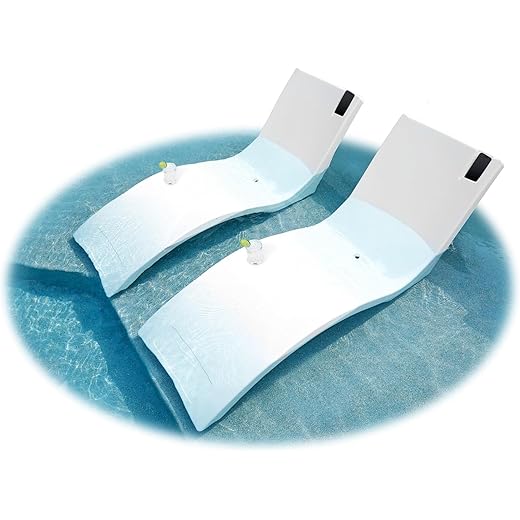 Floating Luxuries Kai Shelf Pool Lounger, in-Pool, Use in Pools with Shelves Up to 9 Inches Deep, Built-in Drink and Phone Holders, Set of 2 in-Pool Chaise Lounge Chairs, Arctic White