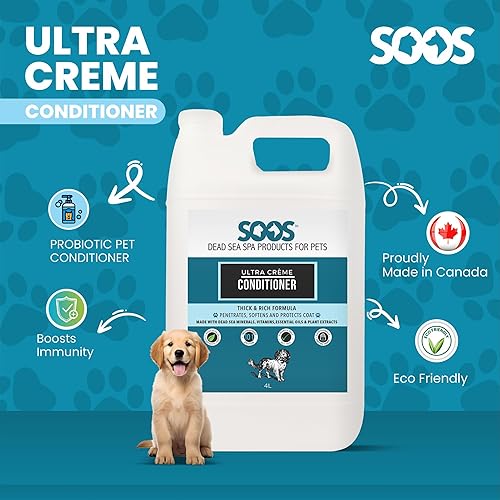 Miniatura 5 de Soos Pet Ultra Crème acondicionador para perros, minerales naturales del mar muerto, pulido suave absorbente profundamente con vitaminas, aceites