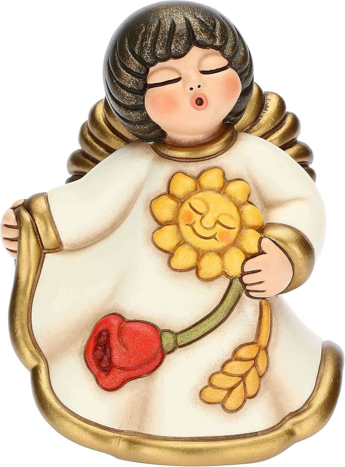 Angelo In Ceramica THUN Decorato A Mano - Statuetta Media 13x13x20 Cm, Collezione Heritage, Made In Italy