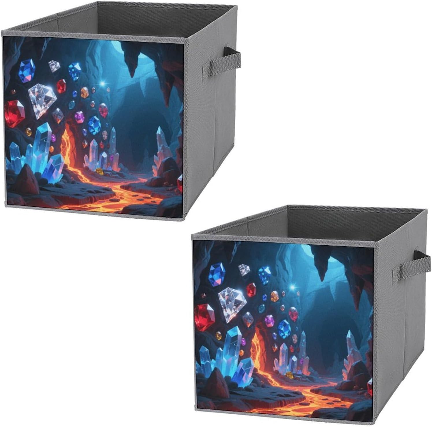 2-piece Oxford Cloth Storage Box Gem Mine Printed Storage Box for Clothes/shoes Multi-purpose Wardrobe And Cabinet Storage