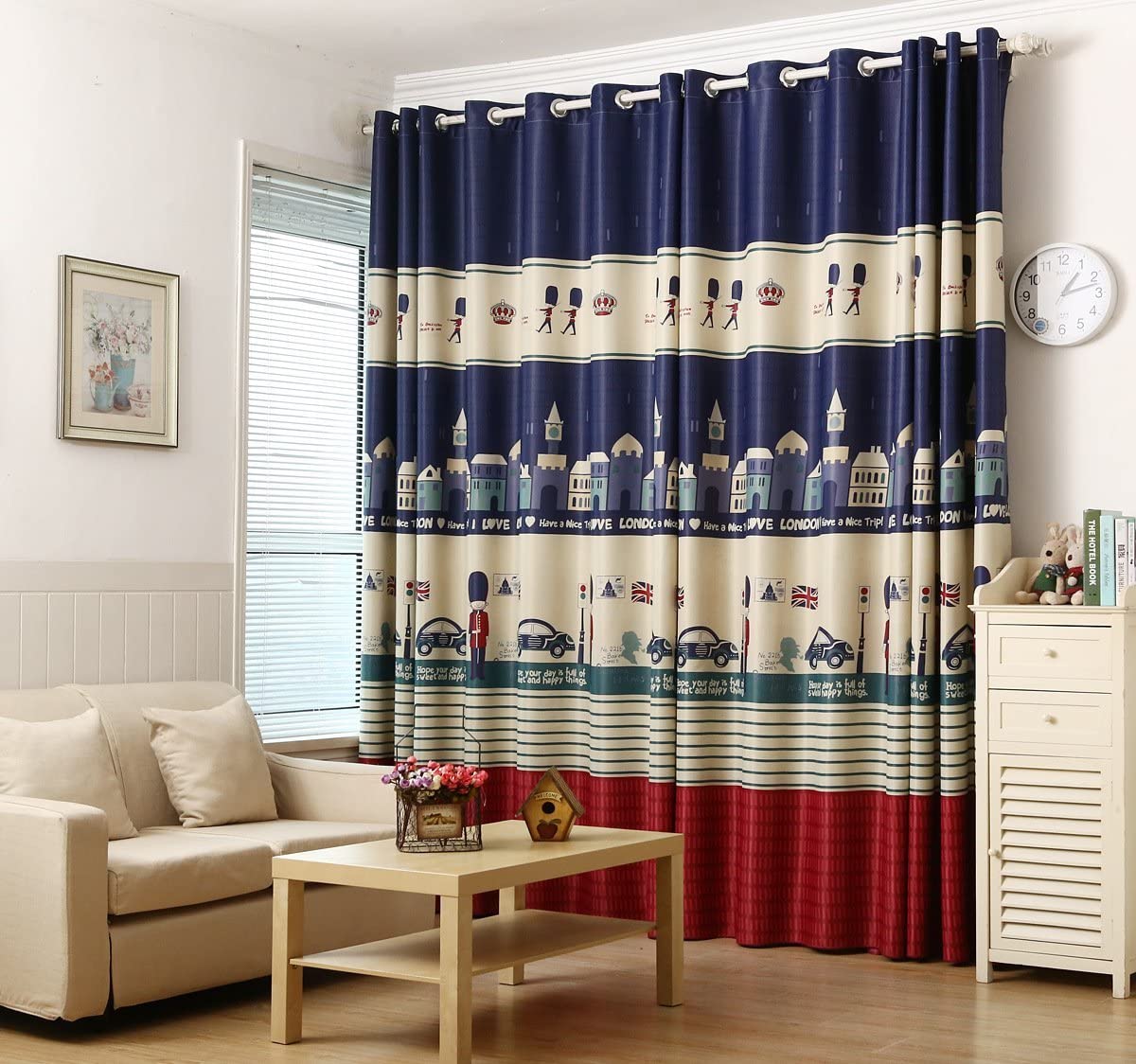 DHEBA FASHION 3D Vehicles Digital Printed Polyester Fabric Curtains for Bed Room, Living Room Kids Room Color Blue Window/Door/Long Door (D.N.87) (4 x 5 Feet (Size: 48 x 60 Inch) Window, 2)